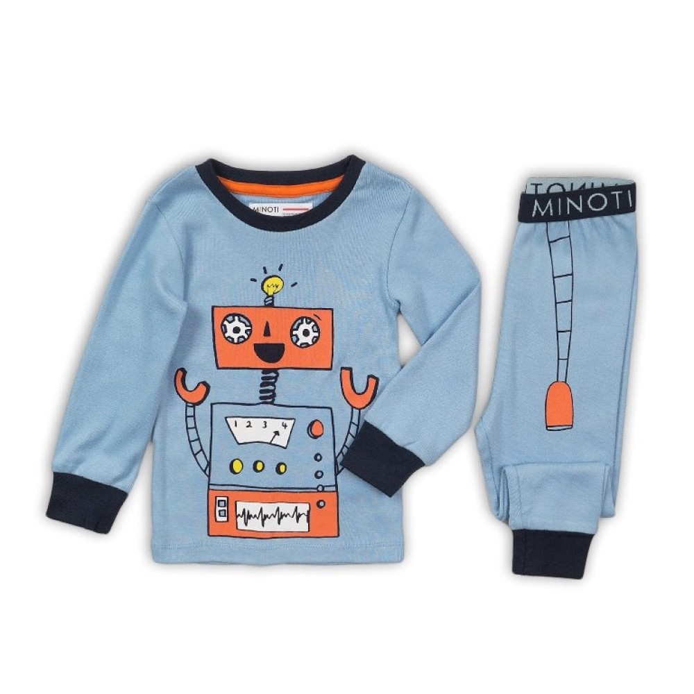 Пижама для мальчика Minoti 2-3 года голубая (13523)