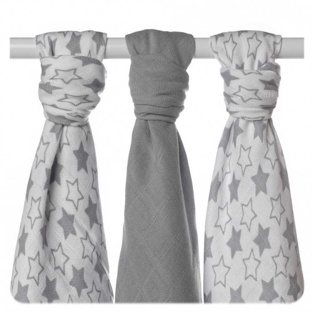 Бамбукові пелюшки ХККО ВМВ Маленькі зірки 70х70 см срібні (BMB070037)