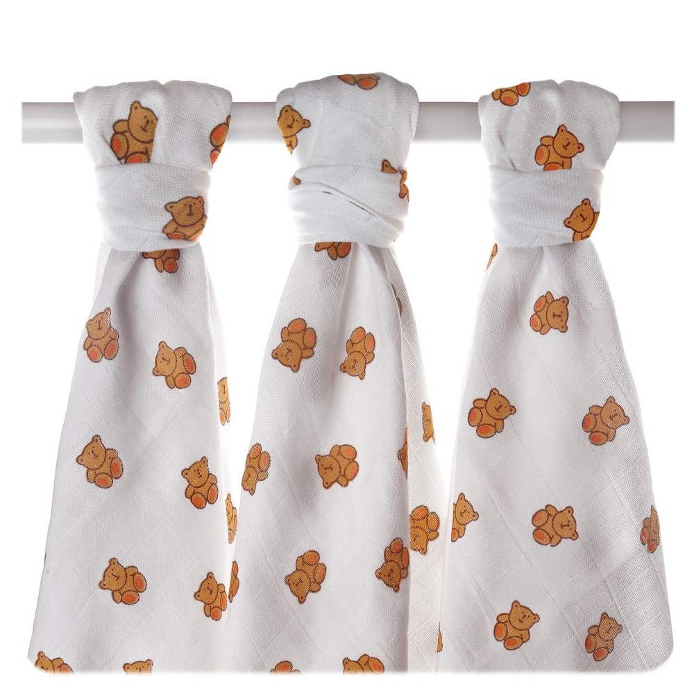 Бавовняні пелюшки XKKO Lux Ведмедики 3 шт (CTN080006)