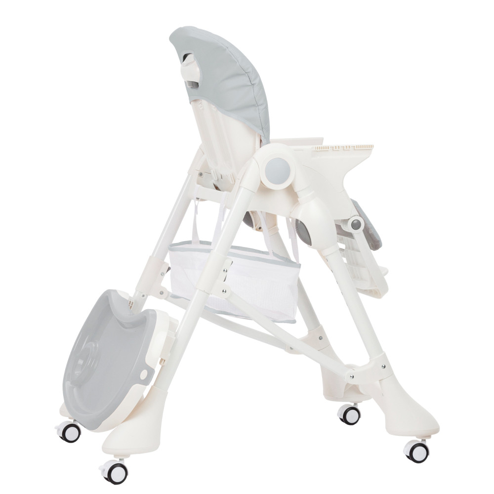 Carrello Caramel CRL-9501/3 - стульчик для кормления на колесиках (мягкий матрасик, корзина для игрушек) • Cloud Grey