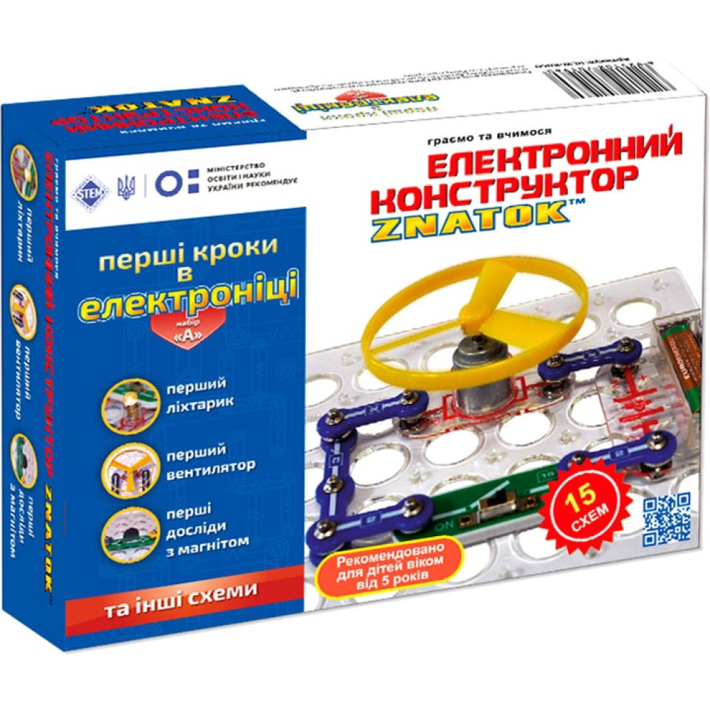 Конструктор Знаток Первые шаги в электронике, набор А, 15 схем (REW-K060)