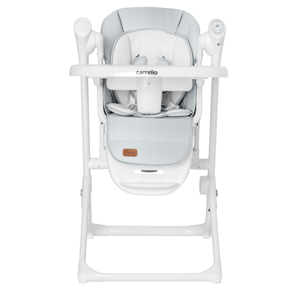 Carrello Triumph CRL-10302 - стільчик для годування, шезлонг та гойдалка з автоматичним безшумним рухом (живлення від мережі та батарейок, пульт ДК, таймер, 2 колеса) • Cloud Grey