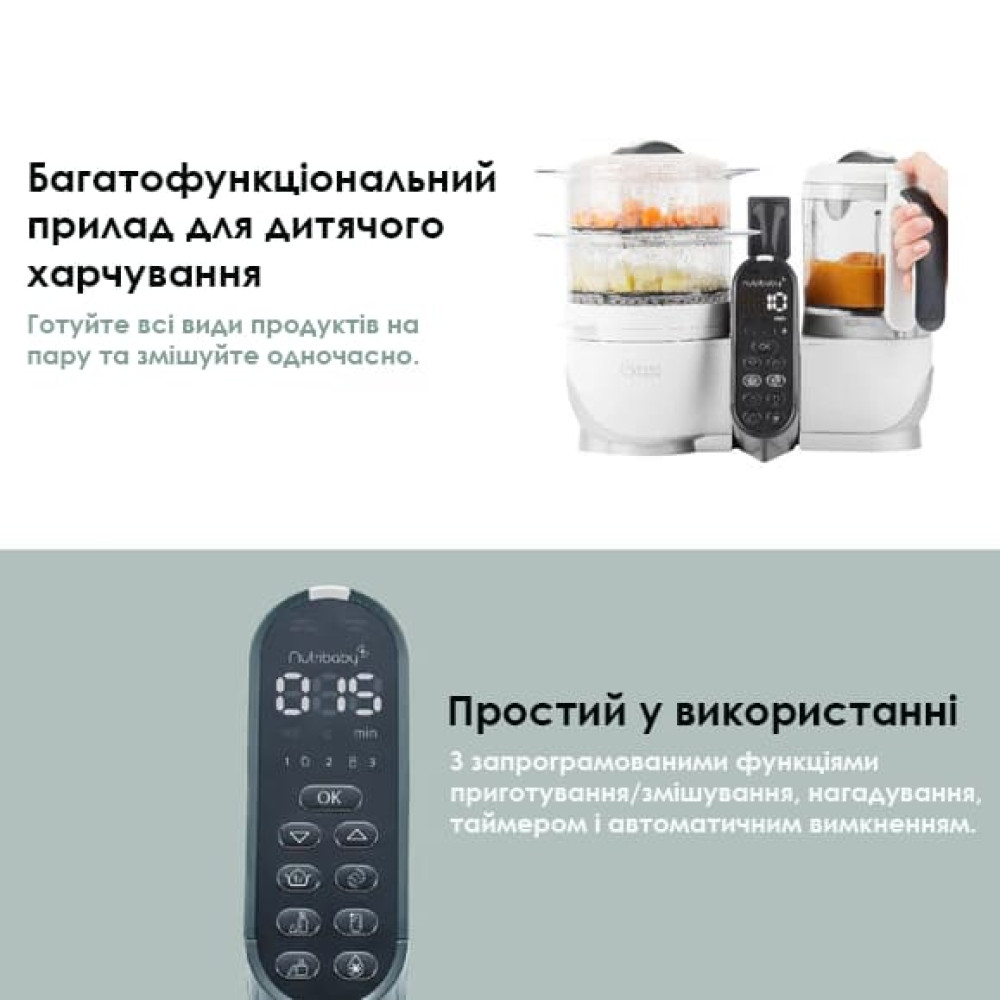 Блендер-пароварка Babymoov Nutribaby+ Grey (Бебімув A001124) Блендер-пароварка Babymoov Nutribaby+ Grey (Бебімув A001124)