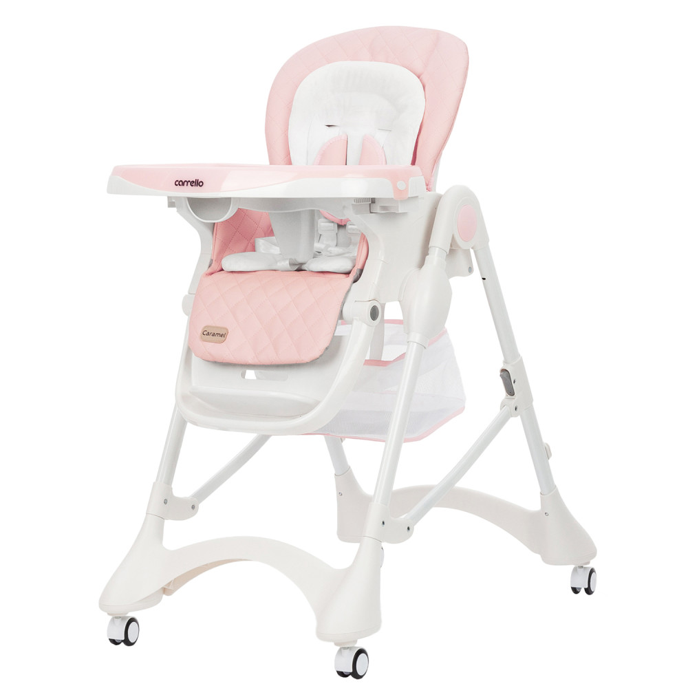 Carrello Caramel CRL-9501/3 - стільчик для годування на колесах (м'який матрацик, кошик для іграшок) • Candy Pink
