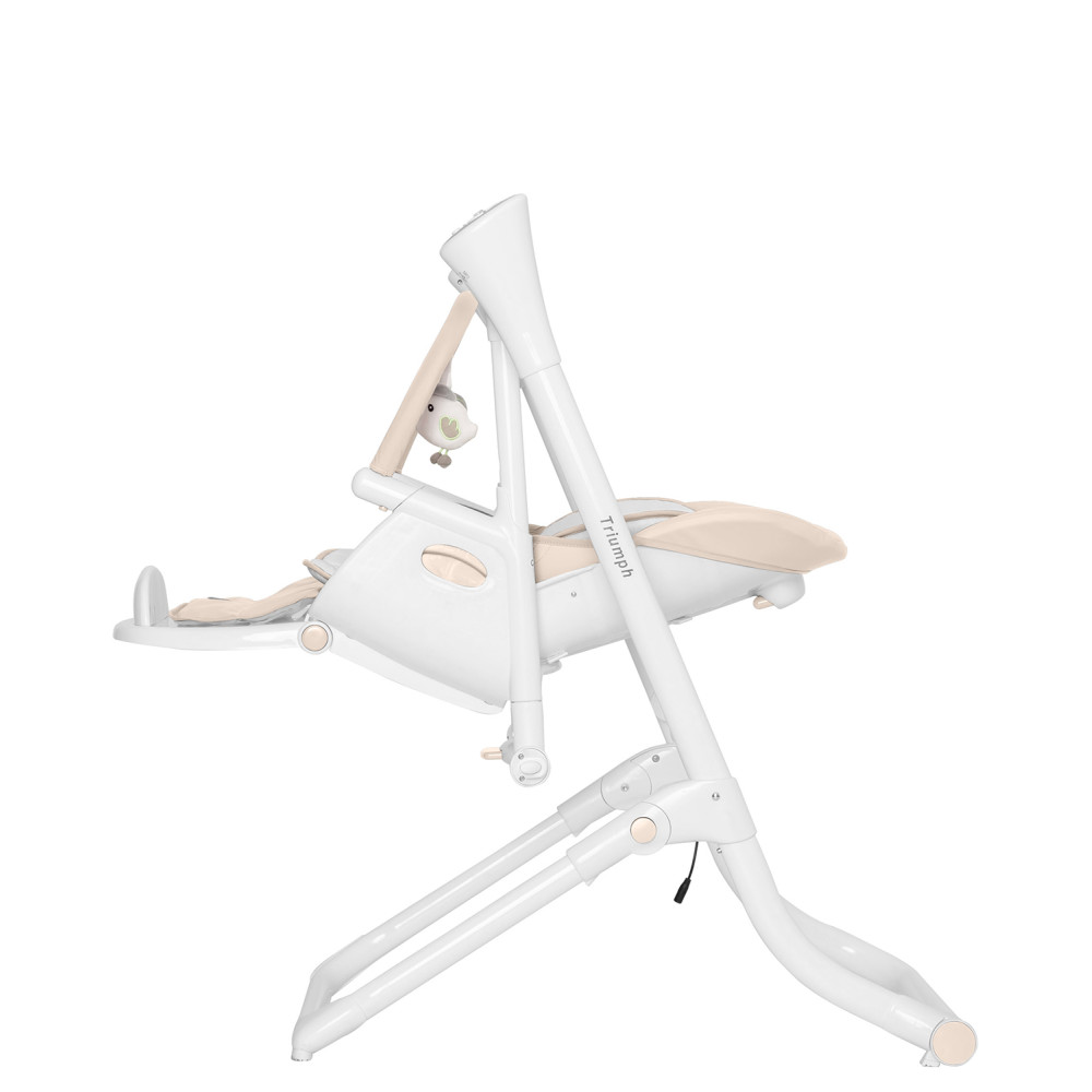 Carrello Triumph CRL-10302 - стільчик для годування, шезлонг та гойдалка з автоматичним безшумним рухом (живлення від мережі та батарейок, пульт ДК, таймер, 2 колеса) • Cream Beige