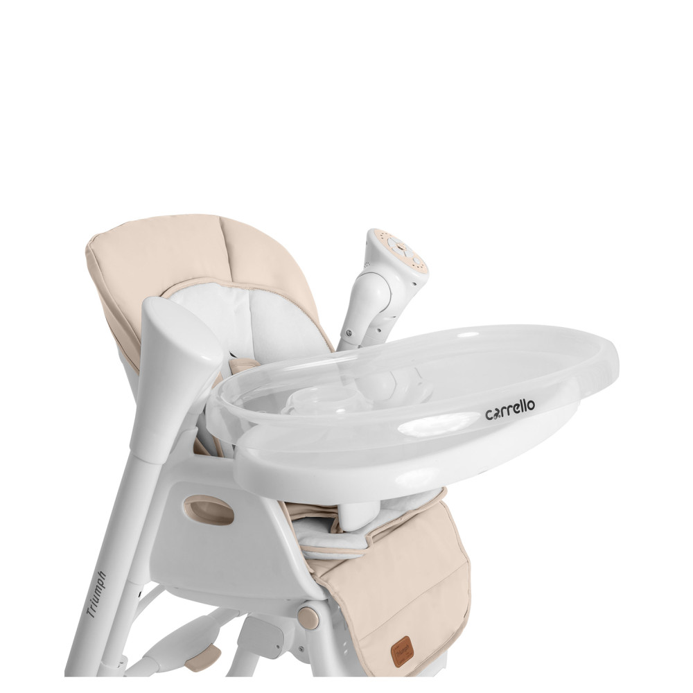 Carrello Triumph CRL-10302 - стільчик для годування, шезлонг та гойдалка з автоматичним безшумним рухом (живлення від мережі та батарейок, пульт ДК, таймер, 2 колеса) • Cream Beige