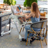 Carrello Toffee CRL-9502/3 - стульчик для кормления на колесиках (подвесная корзина для игрушек в комплекте, мягкий вкладыш, компактно складывается) • Light Beige