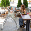 Carrello Toffee CRL-9502/3 - стульчик для кормления на колесиках (подвесная корзина для игрушек в комплекте, мягкий вкладыш, компактно складывается) • Light Beige
