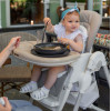 Carrello Toffee CRL-9502/3 - стульчик для кормления на колесиках (подвесная корзина для игрушек в комплекте, мягкий вкладыш, компактно складывается) • Light Beige