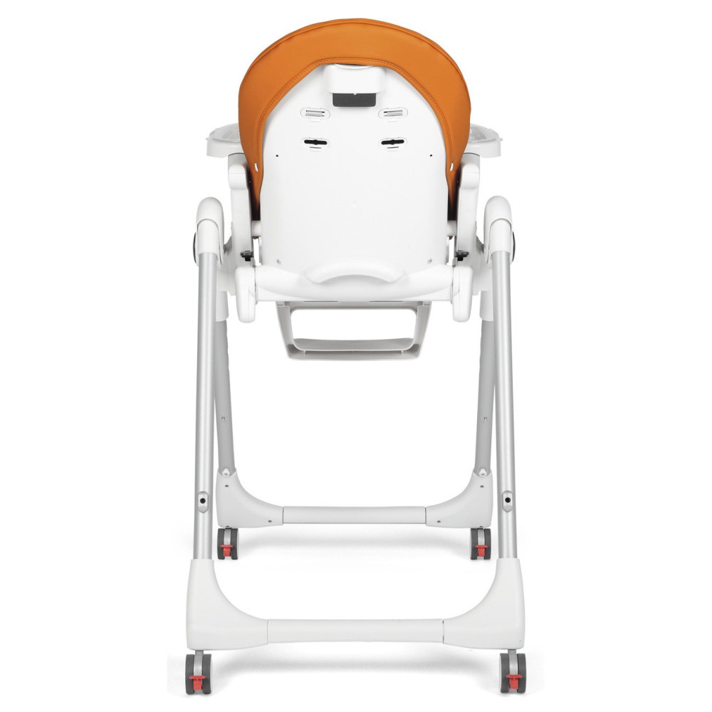 Peg Perego Prima Pappa Follow Me - стульчик для кормления с функцией шезлонга, регулировка высоты и наклона, съемный столик, 4 колеса • Arancia