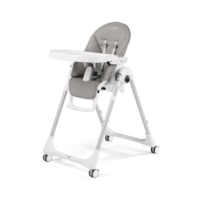 Peg Perego Prima Pappa Follow Me - стульчик для кормления с функцией шезлонга, регулировка высоты и наклона, съемный столик, 4 колеса • Ice
