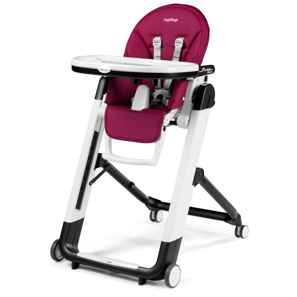 Peg Perego Siesta Follow Me - стульчик для кормления и шезлонг, 9 положений высоты, экокожа • Berry