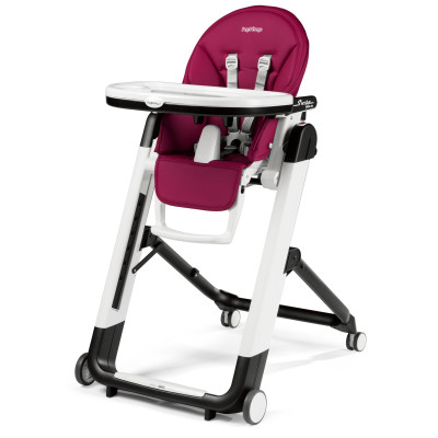 Peg Perego Siesta Follow Me - стульчик для кормления и шезлонг, 9 положений высоты, экокожа • Berry