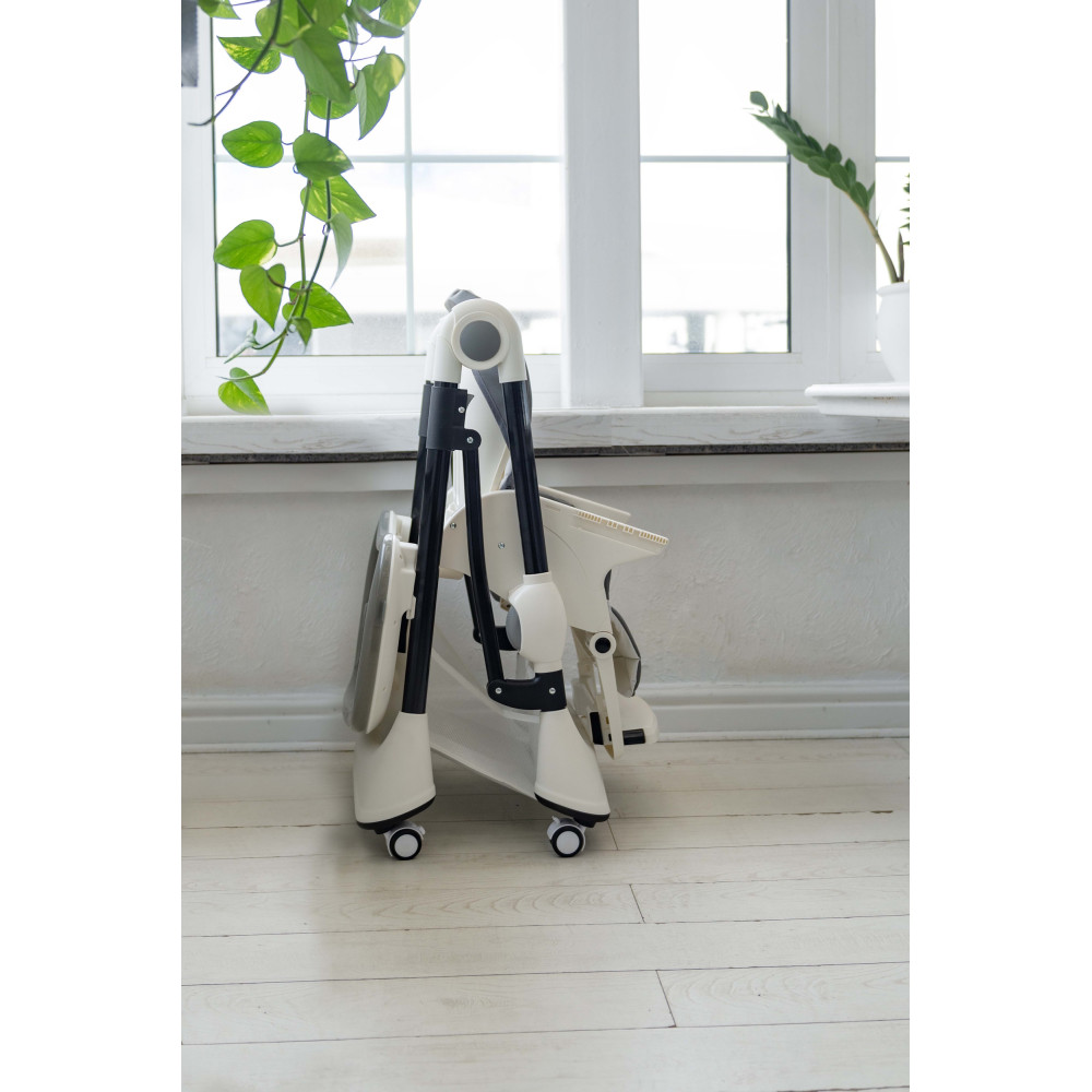 Carrello Stella CRL-9503 - стільчик для годування на коліщатках (сидіння з еко-шкіри, м'який матрацик,кошик для дрібниць) • Palette Grey