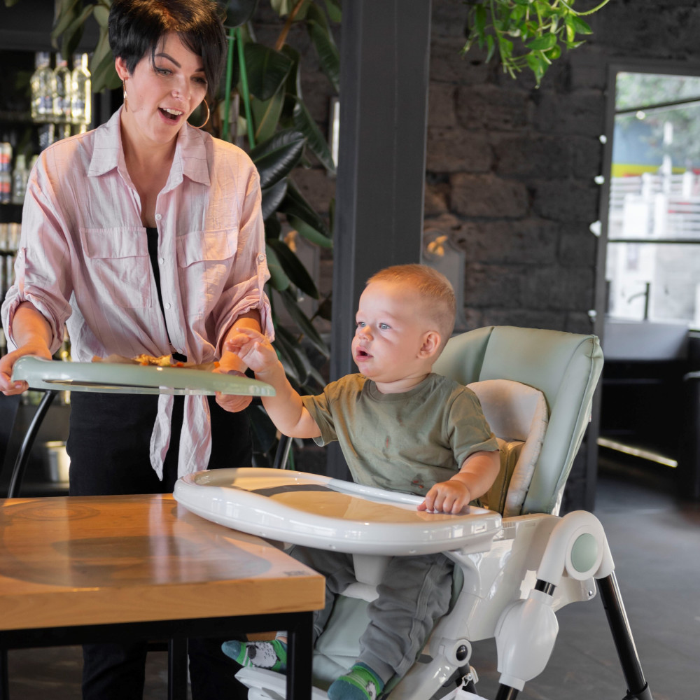 Carrello Stella CRL-9503 - стільчик для годування на коліщатках (сидіння з еко-шкіри, м'який матрацик,кошик для дрібниць) • Aspen Green