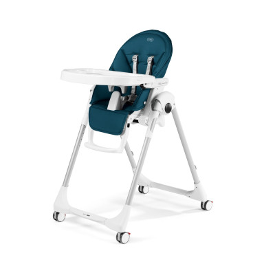 Peg Perego Prima Pappa Follow Me - стульчик для кормления с функцией шезлонга, регулировка высоты и наклона, съемный столик, 4 колеса • Petrolio Peg Perego Prima Pappa Follow Me - стульчик для кормления с функцией шезлонга, регулировка высоты и наклона, съемный столик, 4 колеса • Petrolio