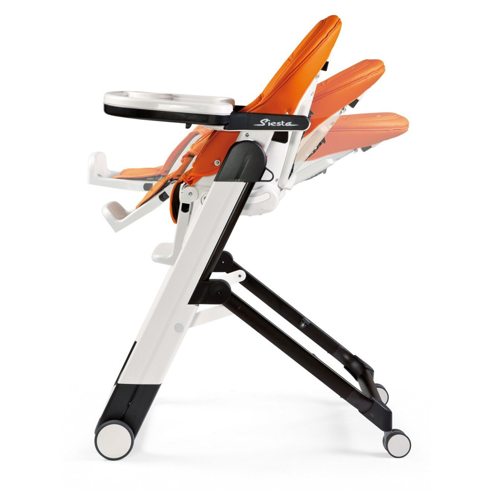 Peg Perego Siesta Follow Me - стульчик для кормления и шезлонг, 9 положений высоты, экокожа • Arancia
