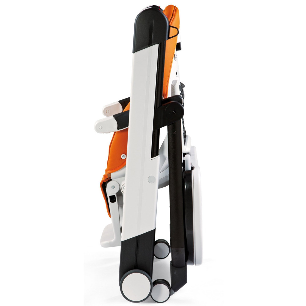 Peg Perego Siesta Follow Me - стульчик для кормления и шезлонг, 9 положений высоты, экокожа • Arancia