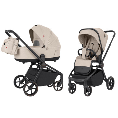 Carrello Epica CRL-8510 - универсальная коляска 2 в 1, реверсивный прогулочный блок, большие резиновые колёса, сумка-пеленатор • Almond Beige