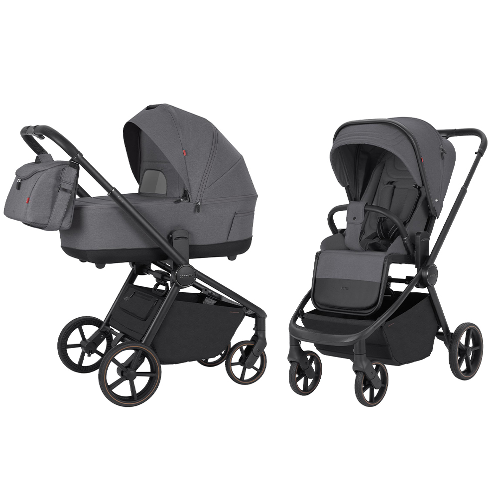Carrello Epica CRL-8510 - детская коляска 2 в 1, реверсивный прогулочный блок, большие резиновые колёса, сумка-пеленатор • Iron Grey