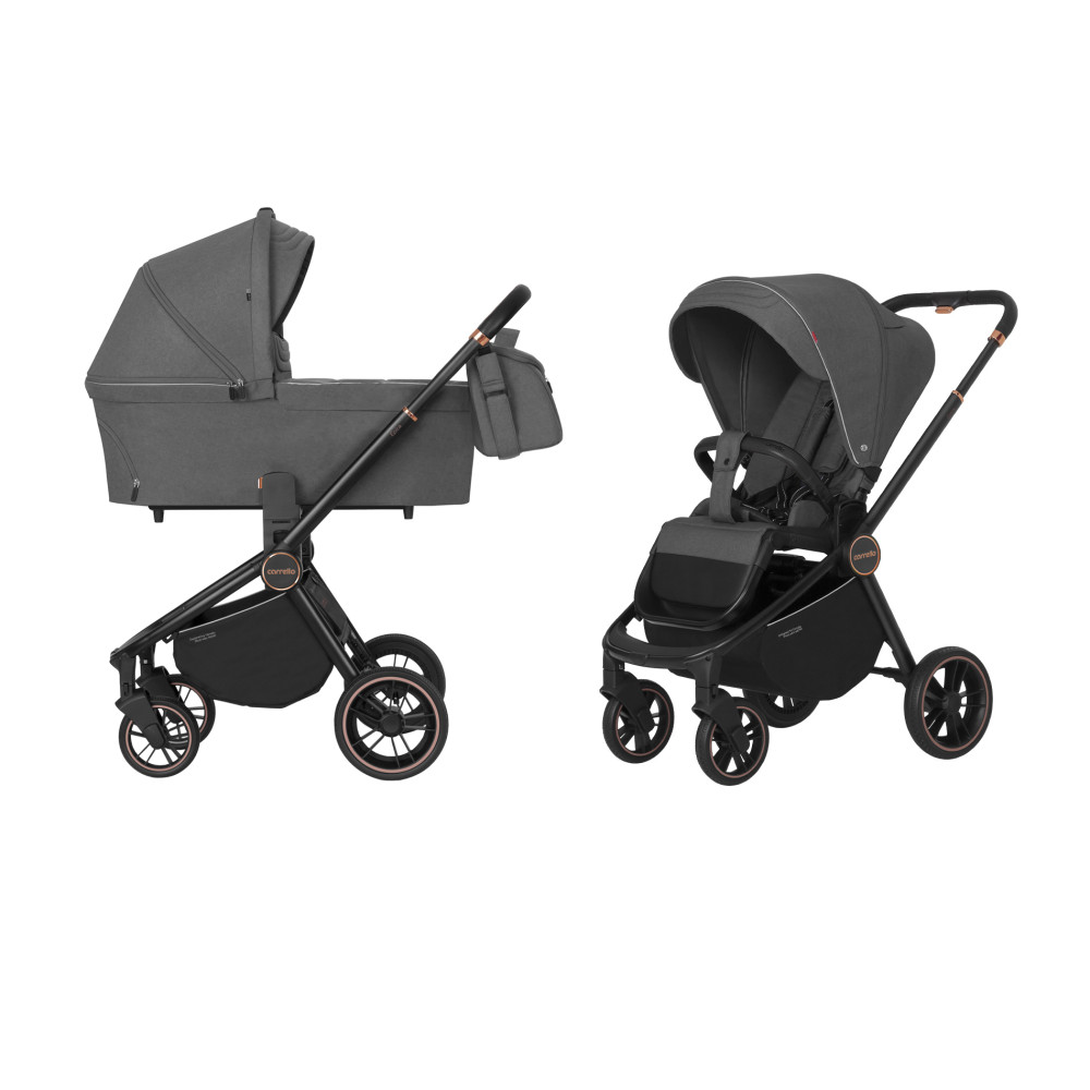 Carrello Epica CRL-8510 - детская коляска 2 в 1, реверсивный прогулочный блок, большие резиновые колёса, сумка-пеленатор • Iron Grey