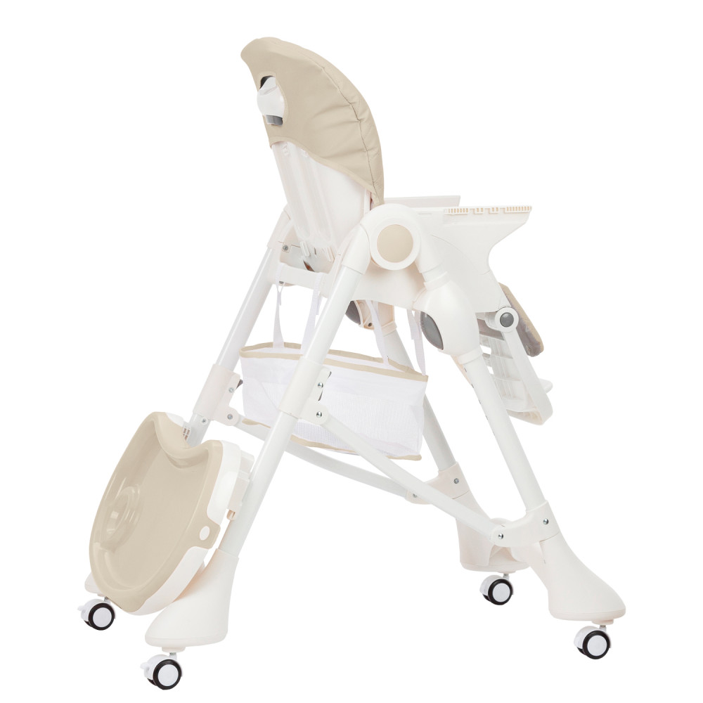 Carrello Caramel CRL-9501/3 - стульчик для кормления на колесиках (мягкий матрасик, корзина для игрушек) • Cream Beige