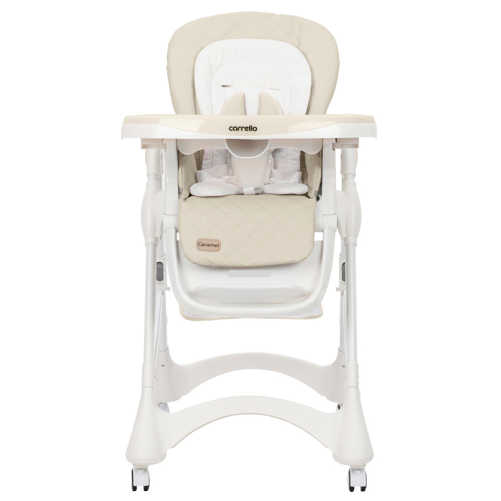 Carrello Caramel CRL-9501/3 - стульчик для кормления на колесиках (мягкий матрасик, корзина для игрушек) • Cream Beige