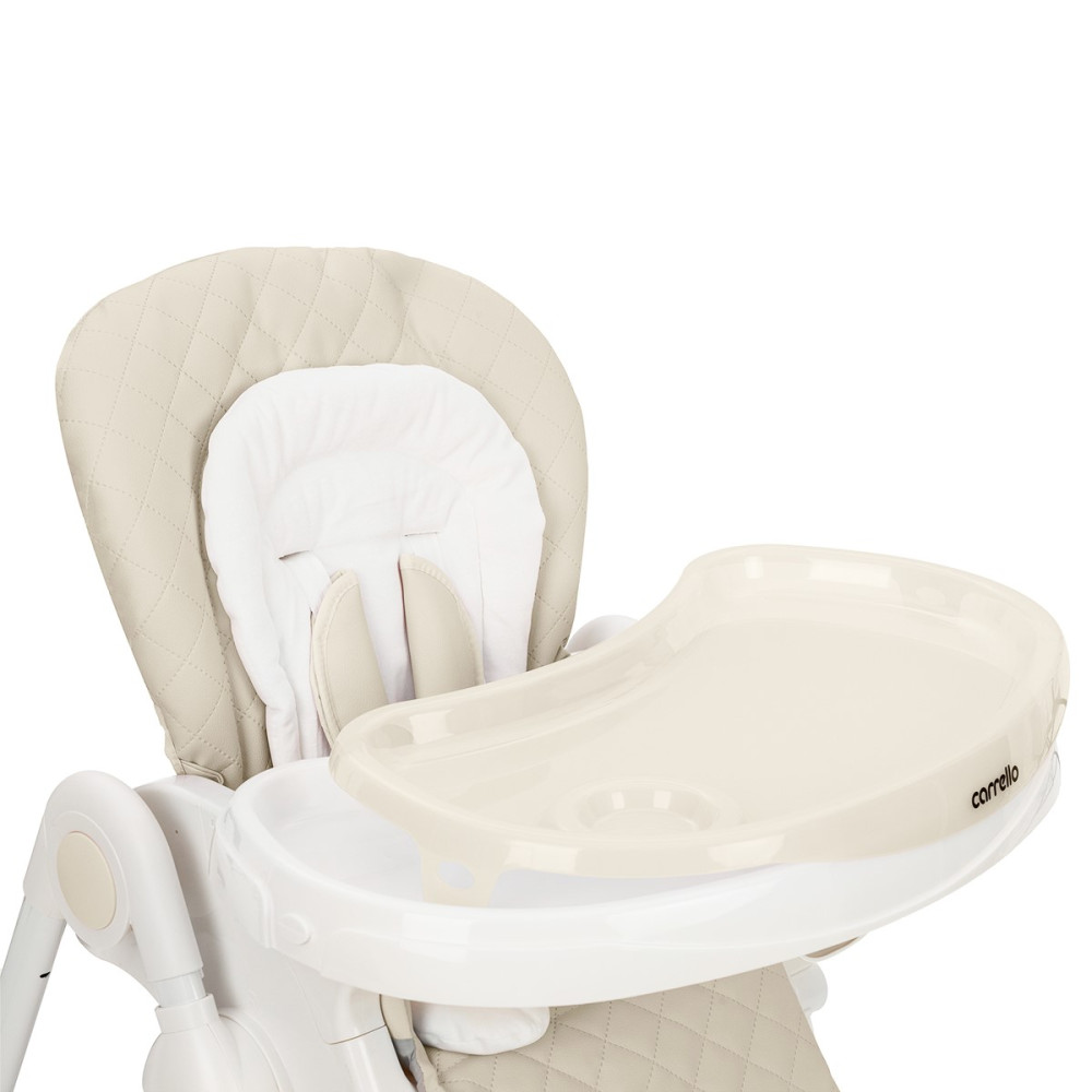 Carrello Caramel CRL-9501/3 - стульчик для кормления на колесиках (мягкий матрасик, корзина для игрушек) • Cream Beige