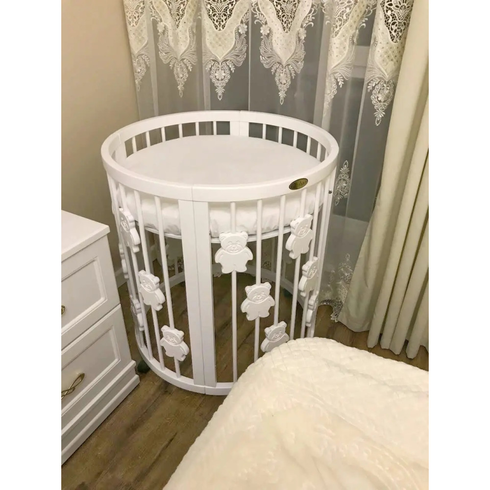 Детская кроватка-трансформер IngVart Smart Bed 9 в 1 с мишками, белый Детская кроватка-трансформер IngVart Smart Bed 9 в 1 с мишками, белый