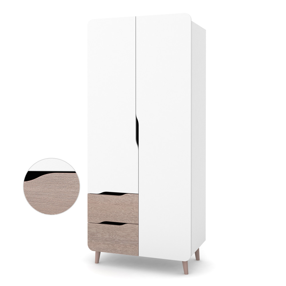 Veres Sydney | Верес Сидней - детский шкаф, двухдверный (85x47x194 см) • Cappuccino White | Капучино-белый