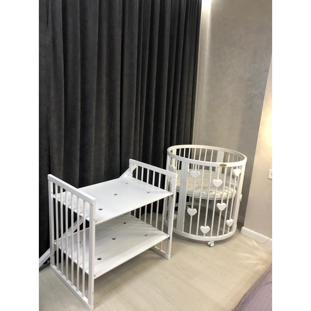 Дитяче ліжечко-трансформер IngVart Smart Bed 9 в 1 з серцями, білий