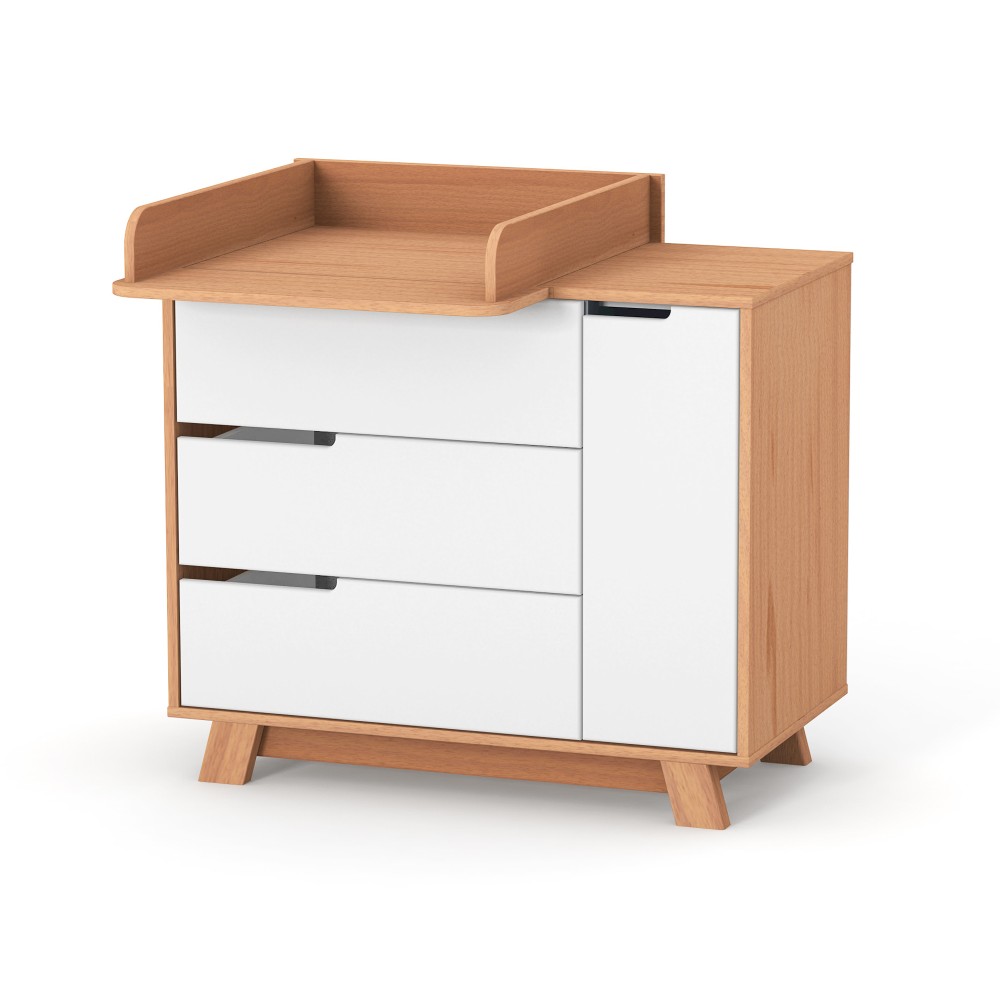 Veres Manhattan | Верес Манхеттен 900 - дитячий комод (90 см) • White Natural | Біло-буковий