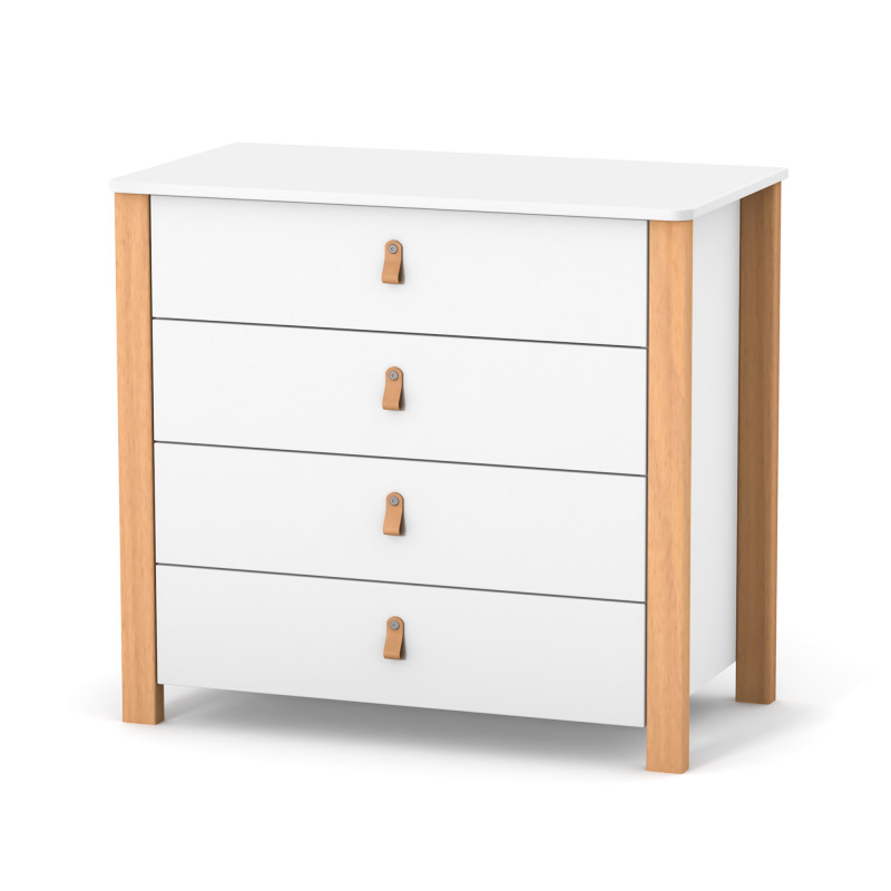 Veres Monaco | Верес Монако 900 - дитячий комод (90 см) • White Natural | Біло-буковий