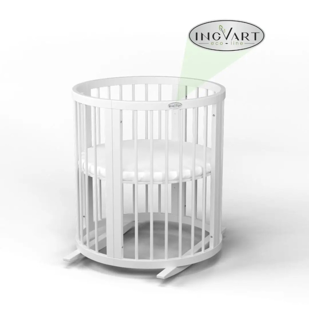 Ліжечко-трансформер IngVart Smart Bed Round 9в1 Eco line з іонами срібла, біле