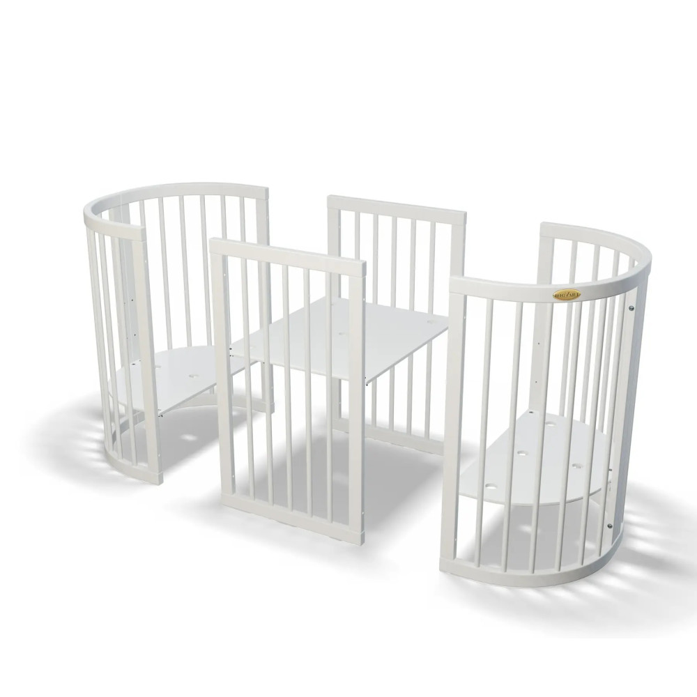 Ліжечко-трансформер IngVart Smart Bed Round 9в1 Eco line з іонами срібла, біле