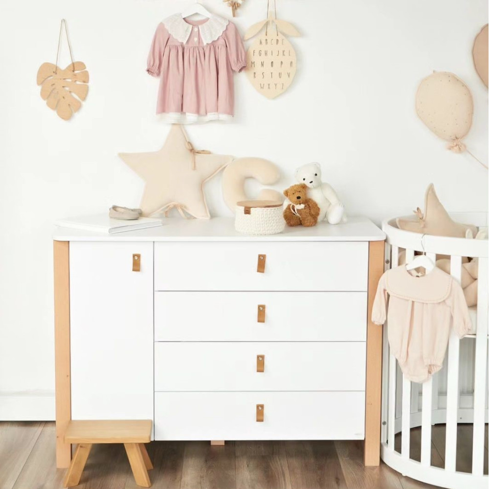 Veres Monaco | Верес Монако 1200  - детский комод (120 см) • White Natural | Бело-буковый