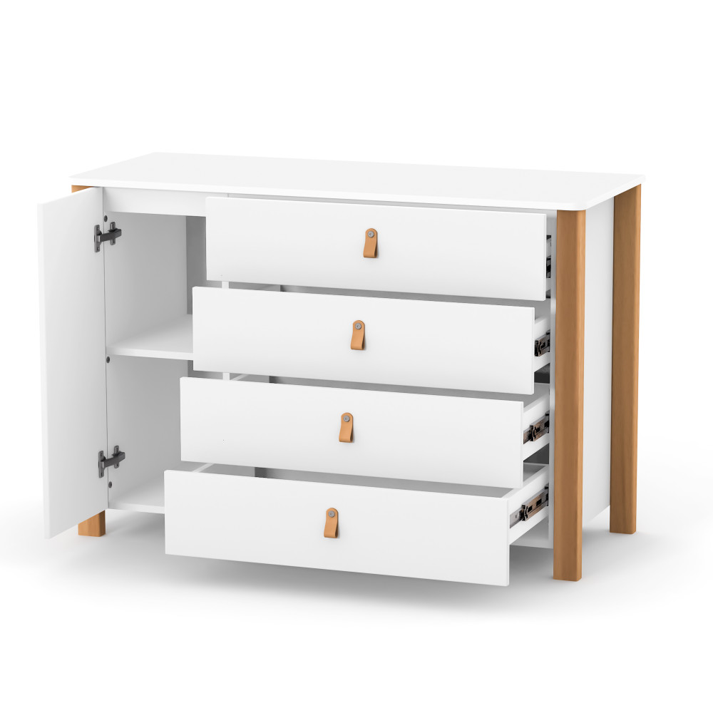 Veres Monaco | Верес Монако 1200  - детский комод (120 см) • White Natural | Бело-буковый