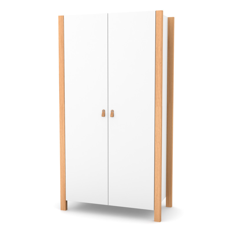 Veres Monaco | Верес Монако 960 - дитяча шафа для речей, дводверна (96х47х180 см) • White Natural | Біло-буковий