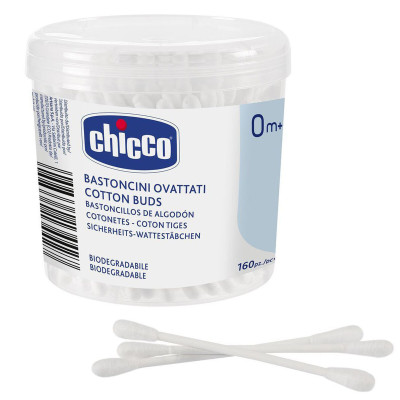 Chicco Cotton Buds 160 - ватные палочки для ухода за ушками, 160 шт.