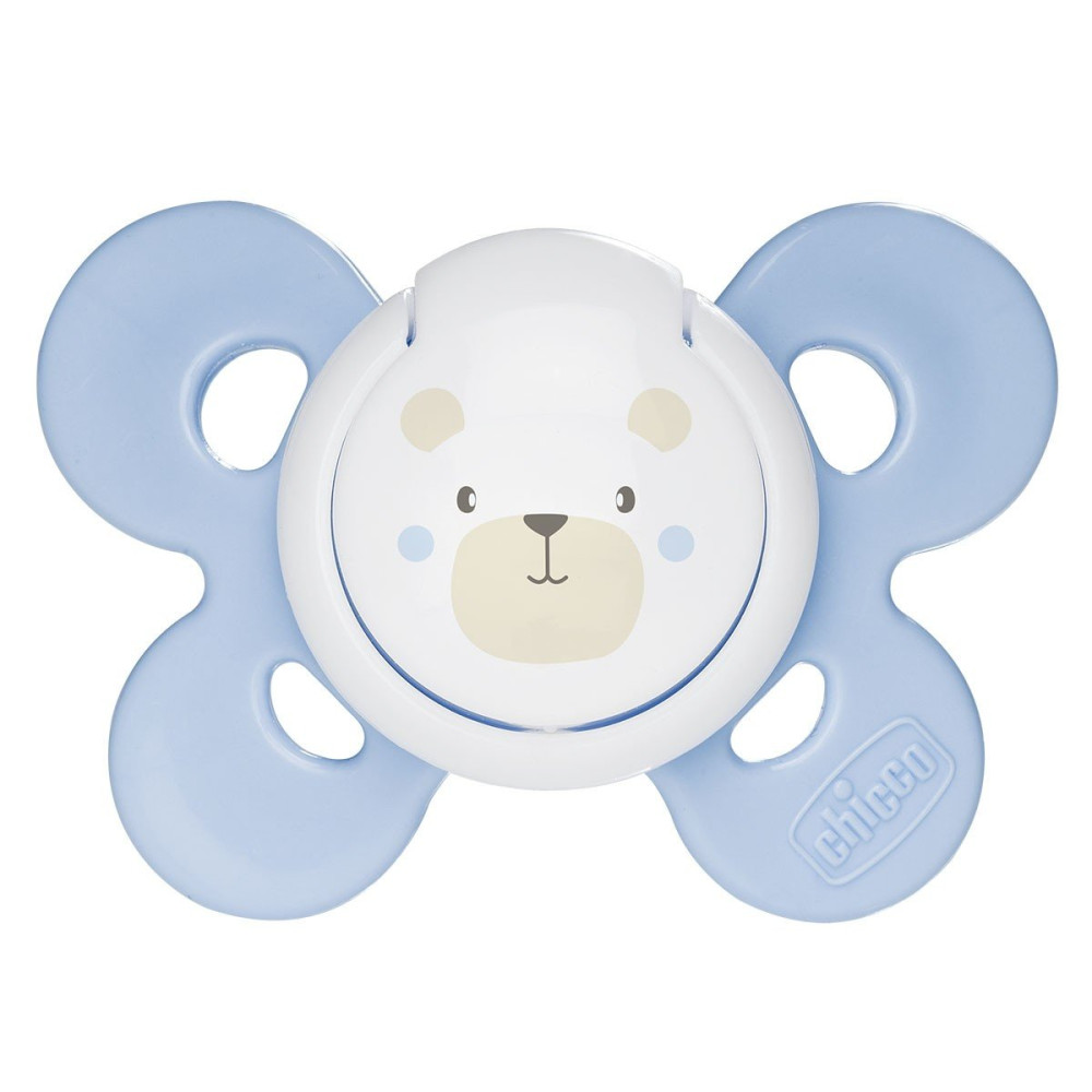 Chicco Physio Comfort 2-6 мес., 1 шт. - ортодонтическая силиконовая пустышка с контейнером • Голубой