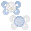Chicco Physio Comfort 2-6 мес., 2 шт. - набор из двух ортодонтических силиконовых пустышек с контейнером • Голубой