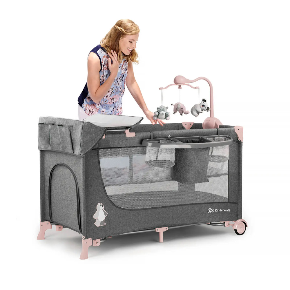 Ліжко-манеж з пеленатором Kinderkraft Joy Pink (KKLJOYPNK000AC)