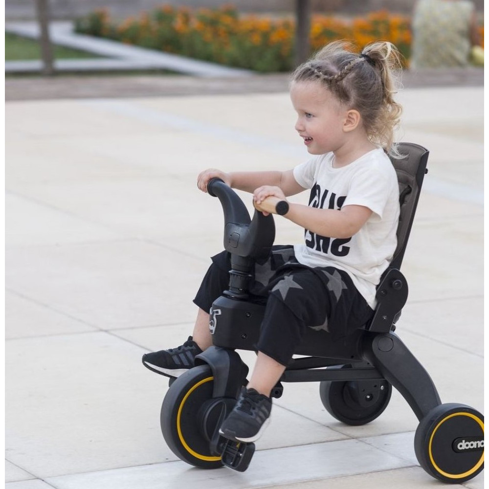 Doona Liki Trike S3 - складной детский трехколесный велосипед с родительской ручкой 5в1 (от 10 месяцев до 3 лет) • Grey Hound