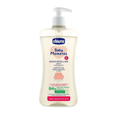 Chicco Baby Moments Шампунь-гель 500 мл - мицеллярный для тела и волос, для чувствительной кожи
