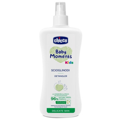 Chicco Baby Moments Kids Спрей для расчесывания 200 мл - для легкого расчесывания волос любой длины, с экстрактами миндаля и персика