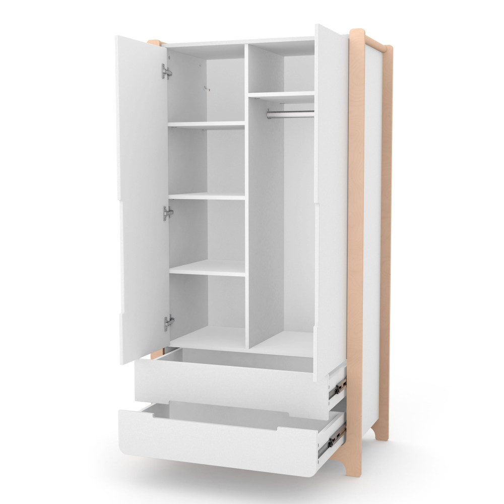  Veres Nice | Верес Ницца 950 - шкаф с ящиками, двухдверный (95x52.7x179.7 см) • White Natural | Бело-буковый