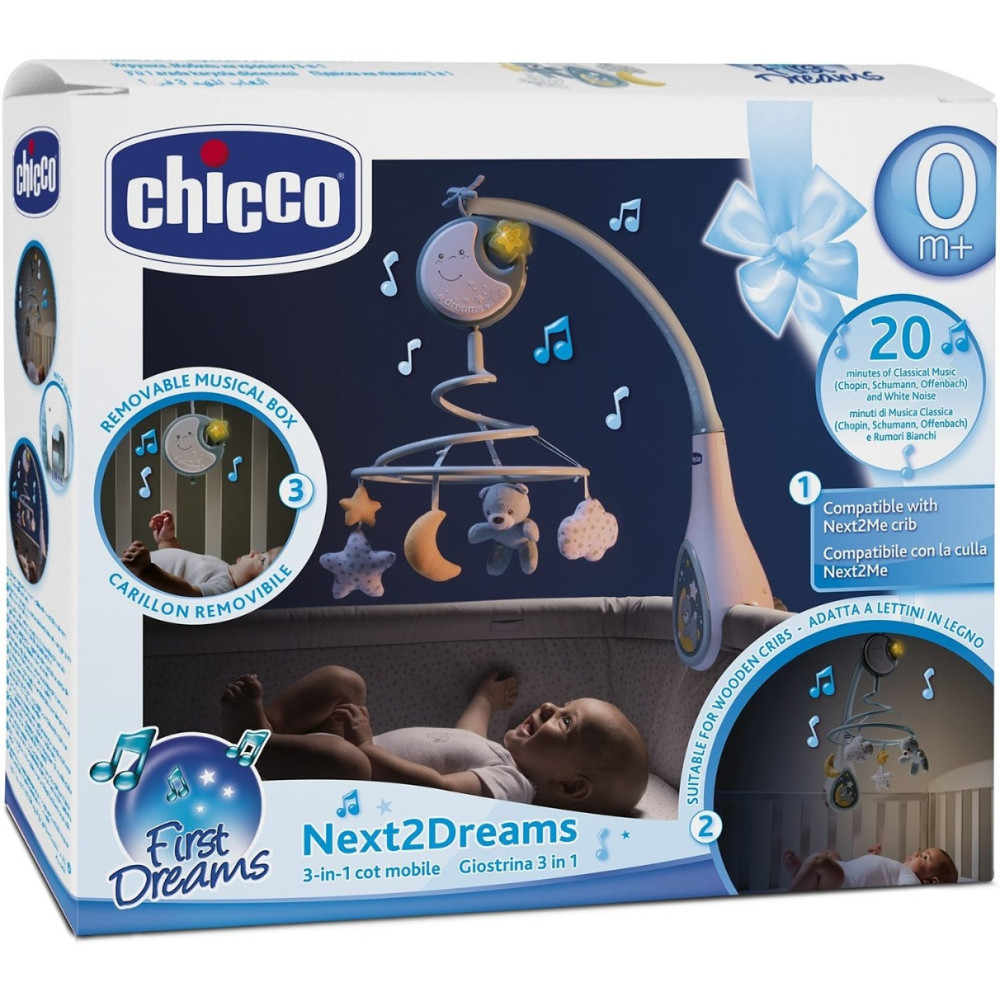 Chicco Next2Dreams - музыкальный мобиль на кроватку с ночником • Голубой Chicco Next2Dreams - музыкальный мобиль на кроватку с ночником • Голубой