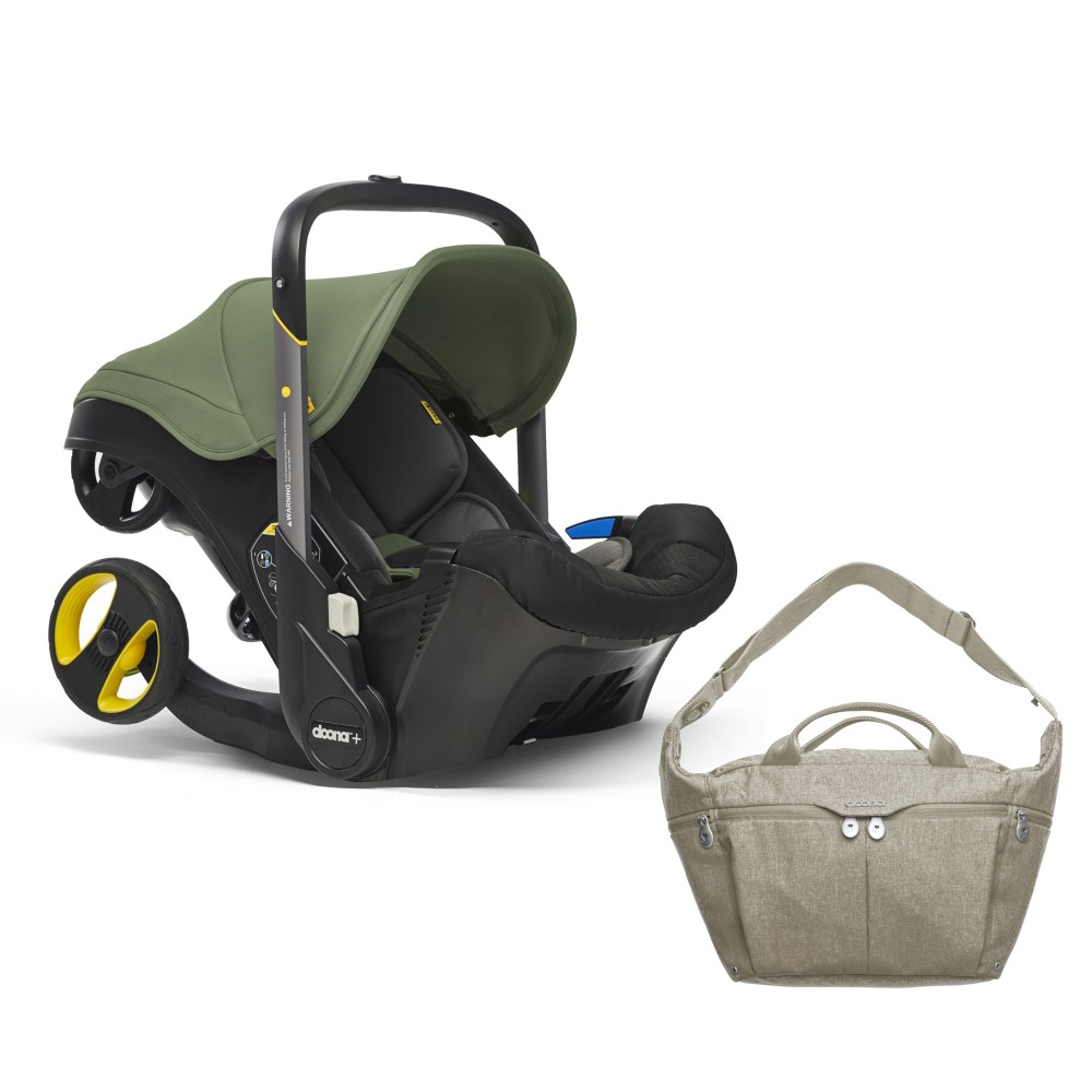 Doona + - автокрісло-коляска для новонародженого (1,8 - 13 кг), візок для подорожей, використання в літаку, в подарунок Сумка Doona All-Day Bag • Desert Green