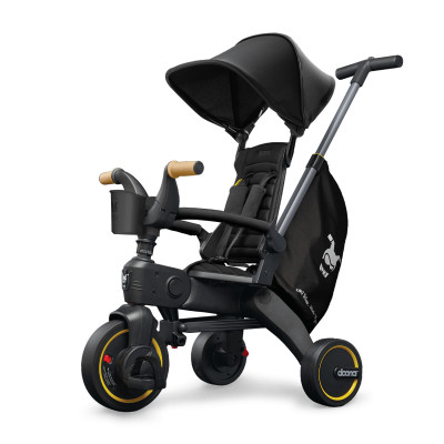 Doona Liki Trike S5 - складной детский трехколесный велосипед с родительской ручкой 5в1 (от 10 месяцев до 3 лет) • Nitro Black