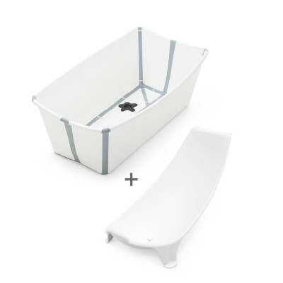 Stokke Flexi Bath Bundle - складная ванночка с адаптером для новорожденных • White Stokke Flexi Bath Bundle - складная ванночка с адаптером для новорожденных • White